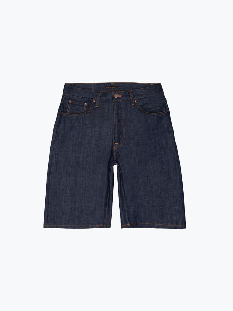 Nudie Jeans – Nudie Jeans - Zeb Denim Shorts Dry Streaky Dark Blue Dry Blue - Shorts - Heren – Blauw – Shorts