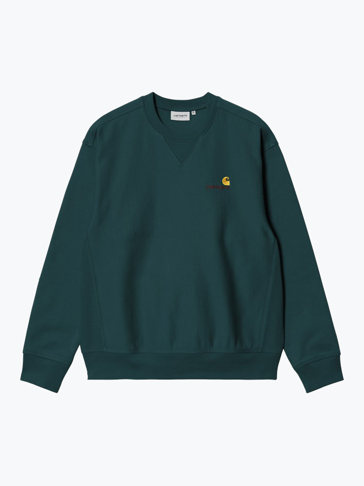 Carhartt WIP – Carhartt WIP - American Script Sweat Groen - Truien - Heren – Groen – Truien