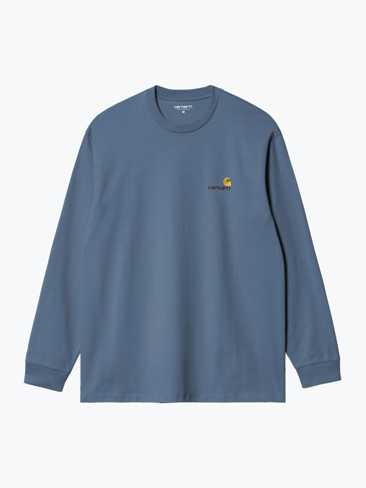 Carhartt WIP – Carhartt WIP - L/S American Script T-Shirt Blauw - T-Shirts - Heren – Blauw – T-shirts