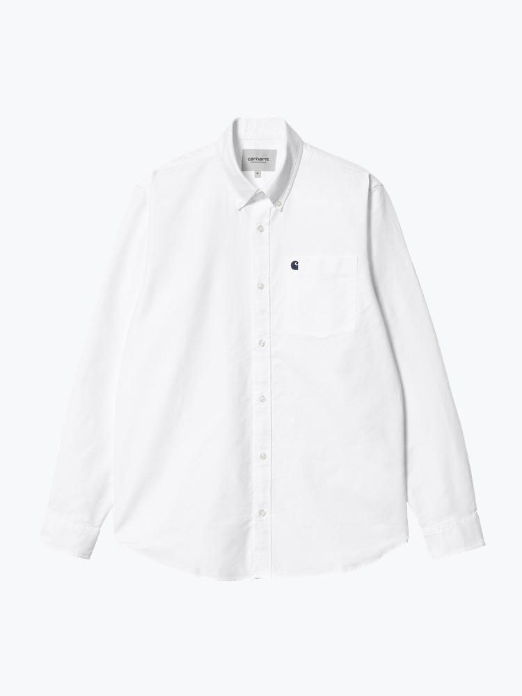 Carhartt WIP – Carhartt WIP - L/S C-Logo Shirt Wit - Overhemden - Heren – Wit – Overhemden