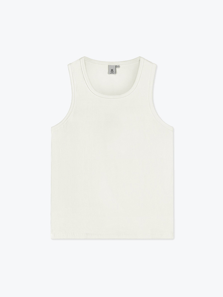 Law Of The Sea – Law Of The Sea - Loop Ribbed Tanktop Coconut Milk - T-Shirts - Heren – Bruin – T-shirts