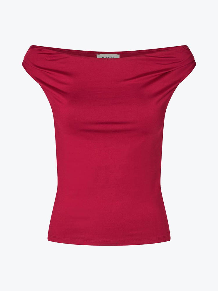 Modström – Modstrom - HimaMD off-shoulder top Rumba Red - T-Shirts - Dames – Rood – T-shirts