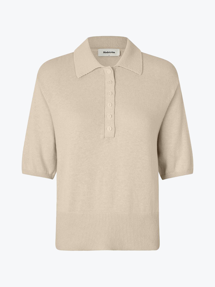 Modström – Modstrom - Malvamd SS polo Summer Sand - T-shirts - Dames – Beige – T-shirts