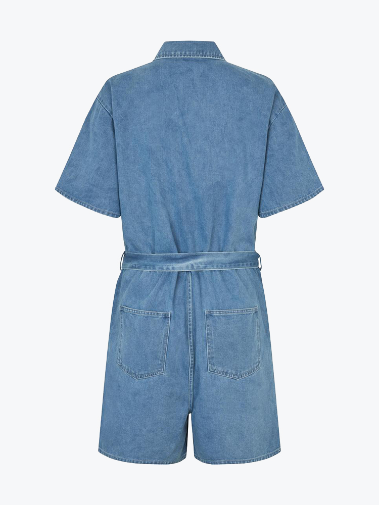 Modström – Modstrom - Naomamd solid playsuit Vintage Blue - Jumpsuits - Dames – Blauw – Jumpsuits