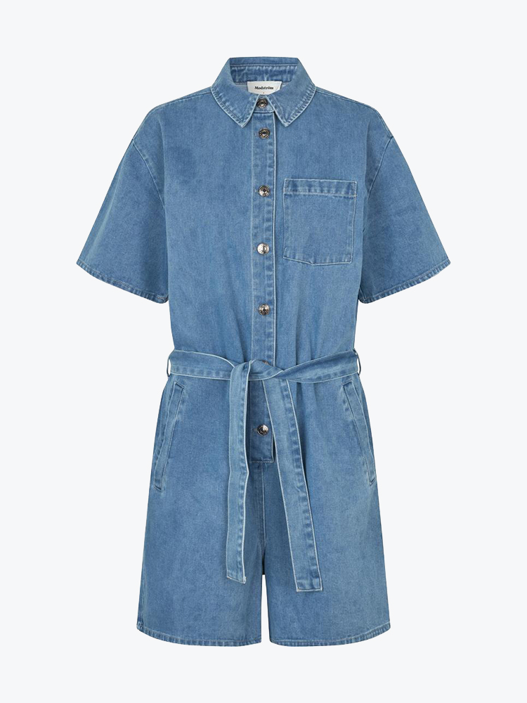 Modström – Modstrom - Naomamd solid playsuit Vintage Blue - Jumpsuits - Dames – Blauw – Jumpsuits