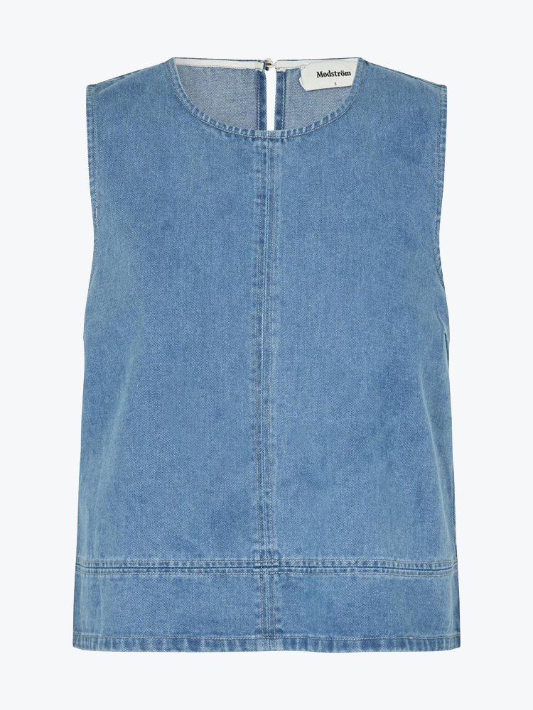 Modström – Modstrom - Naomamd solid top Vintage Blue - T-shirts - Dames – Blauw – T-shirts