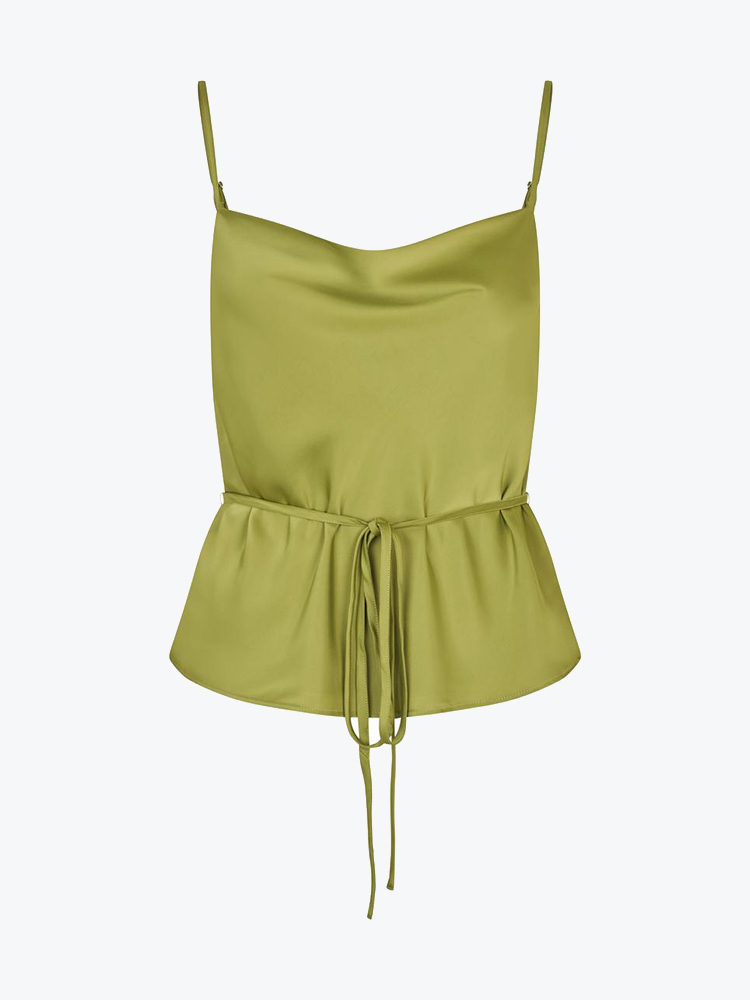 Modström – Modstrom - Narcissamd strap top Grasshopper - T-shirts - Dames – Groen – T-shirts