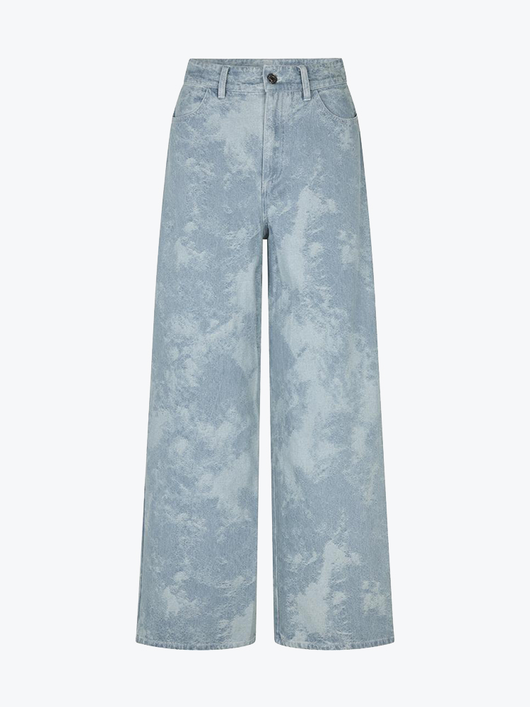 Modström – Modstrom - Newlandmd pants Blue Jacquard - Broeken - Dames – Blauw – Broeken
