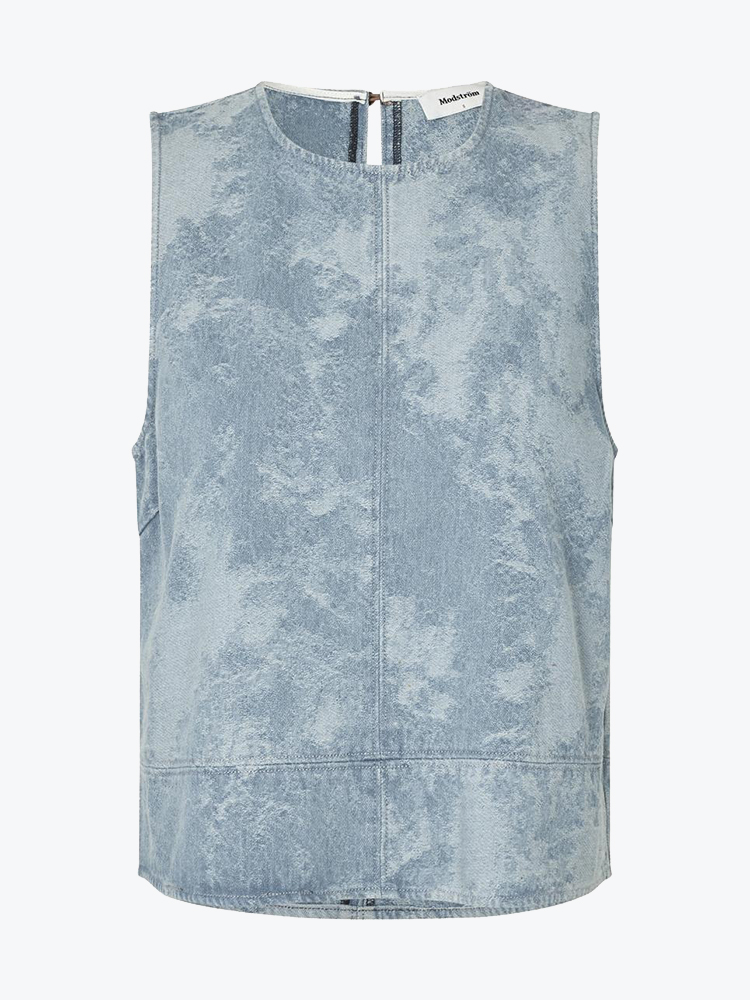 Modström – Modstrom - Newlandmd top Blue Jacquard - T-Shirts - Dames – Blauw – T-shirts