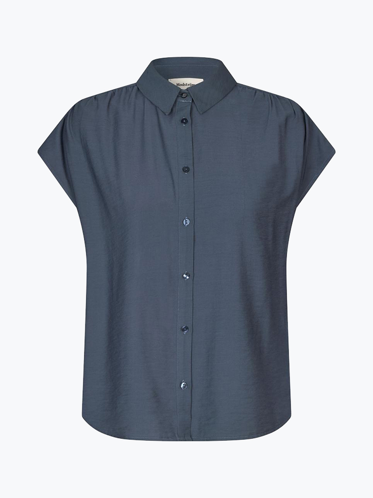 Modström – Modstrom - Nickimd ss shirt Ombre Blue - Blouses - Dames – Blauw – Blouses