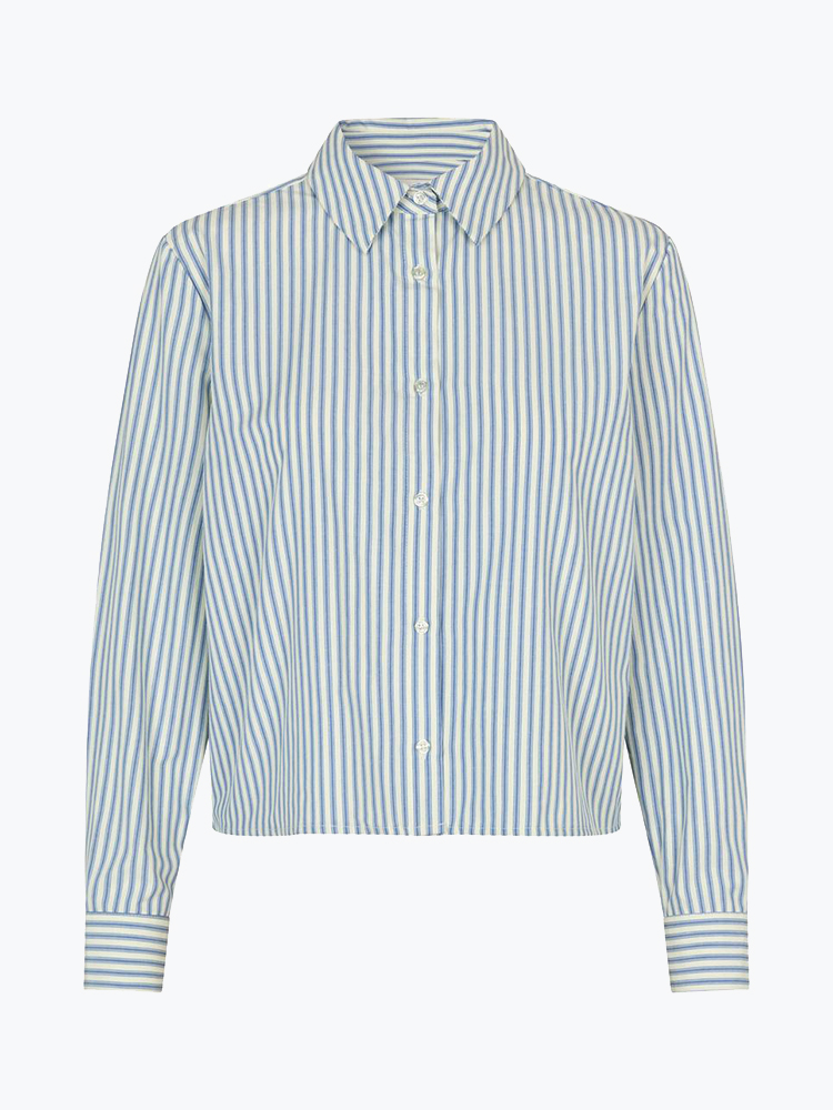 Modström – Modstrom - Nikkomd shirt White Blue stripe - Blouses - Dames – Wit – Blouses