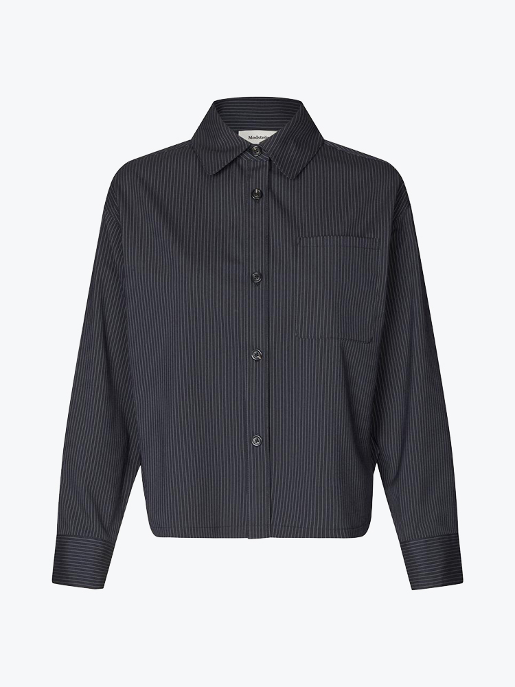Modström – Modstrom - Paitynmd shirt Navy Sky Pinstripe - Blouses - Dames – Blauw – Blouses