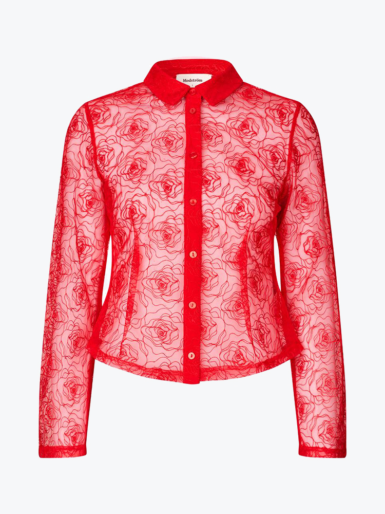Modström – Modstrom - Roccomd shirt Racing Red - Blouses - Dames – Rood – Blouses