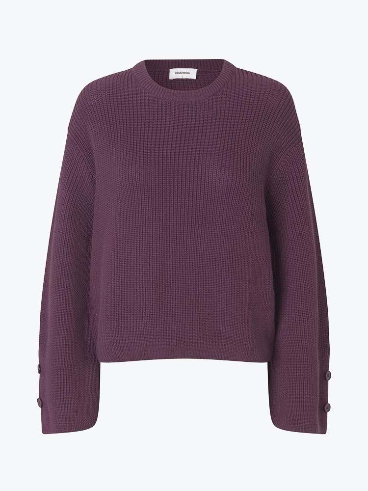 Modström – Modstrom - Rosemd o-neck Winter Bloom - Truien - Dames – Paars – Truien