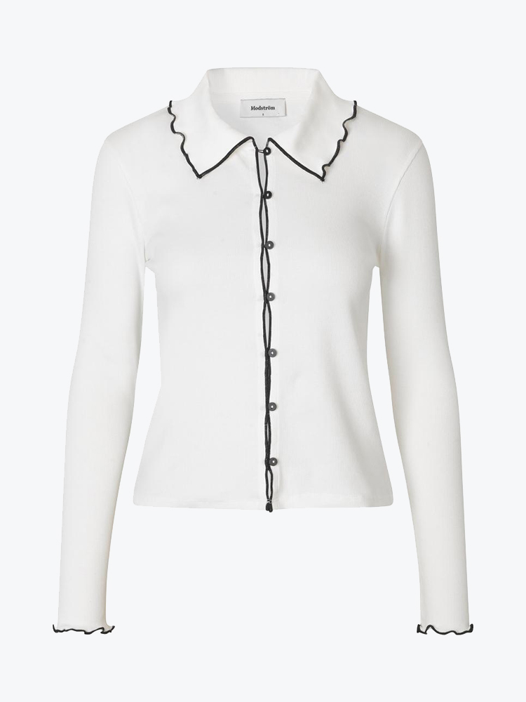 Modström – Modstrom - Soleimd LS top Soft White - T-Shirts - Dames – Wit – T-Shirts