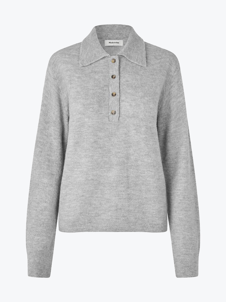 Modström – Modstrom - Treemd polo Grey Melange - T-Shirts - Dames – Grijs – T-Shirts