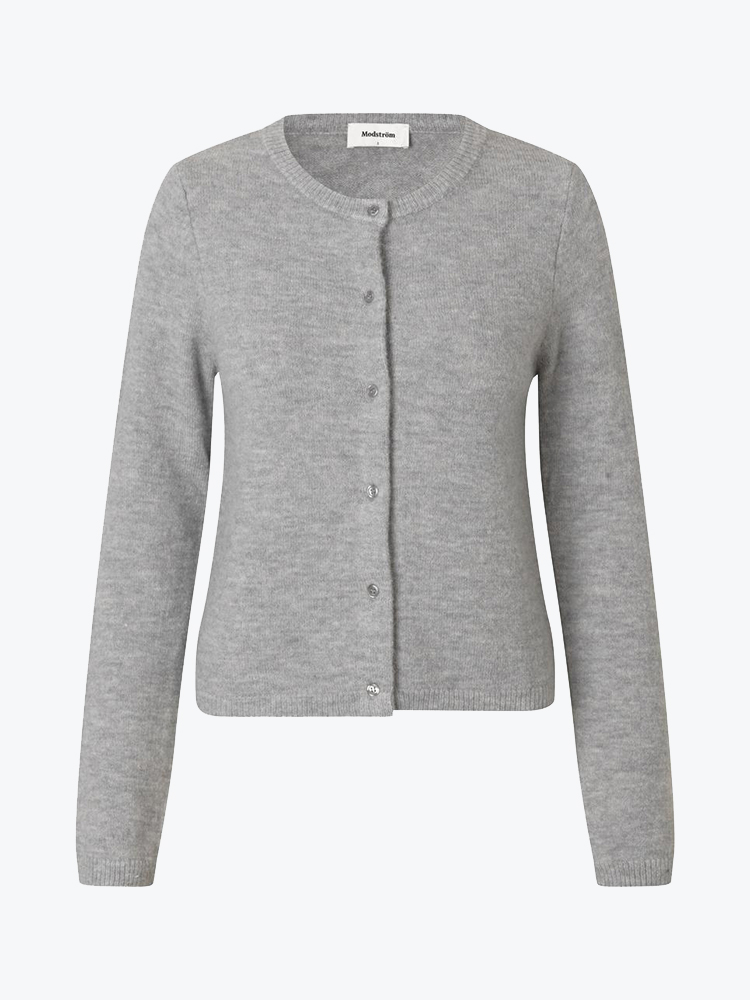 Modström – Modstrom - Treemd short cardigan Grey Melange - Truien - Dames – Grijs – Truien