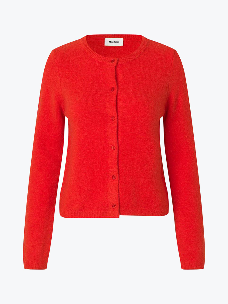 Modström – Modstrom - Treemd short cardigan Racing Red - Truien - Dames – Rood – Truien