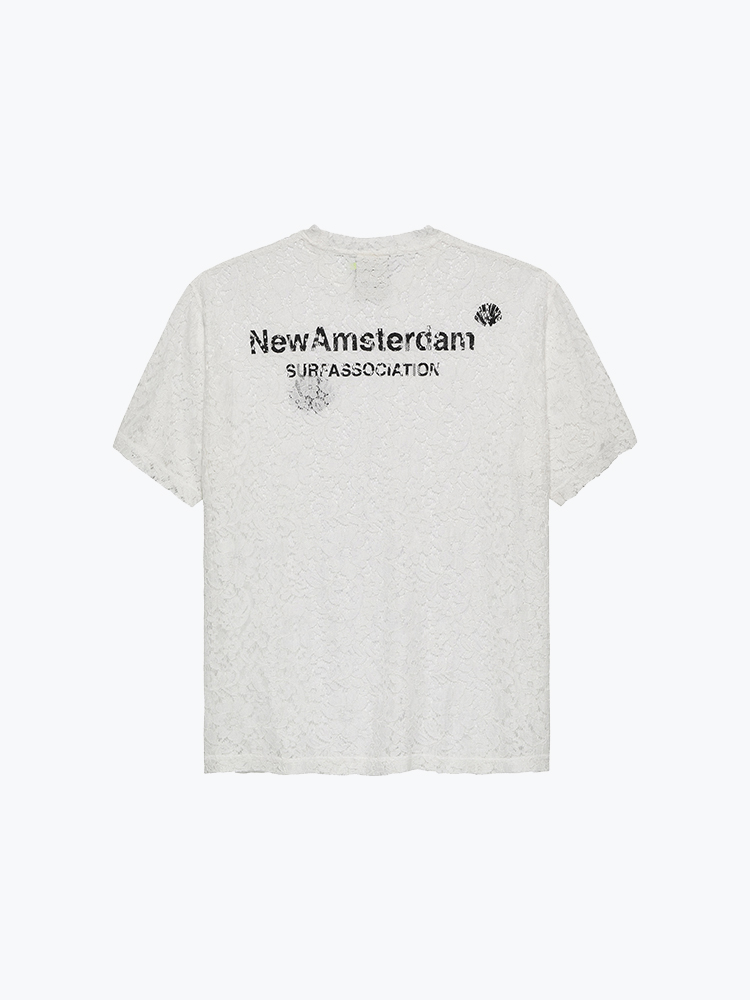 New Amsterdam Surf Association – New Amsterdam Surf Association - Lace Logo Tee White/Black - T-Shirts - Heren – Multi – T-Shirts