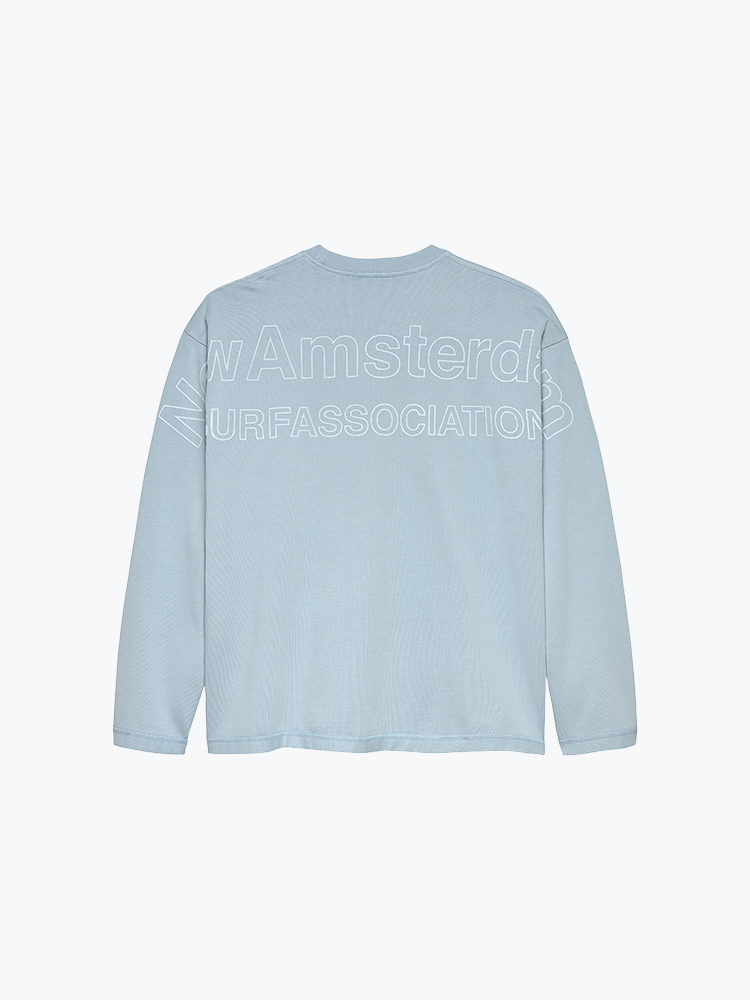 New Amsterdam Surf Association – New Amsterdam Surf Association - Logo Line Longsleeve Denim Blue/ White - T-Shirts - Heren – Blauw – T-Shirts
