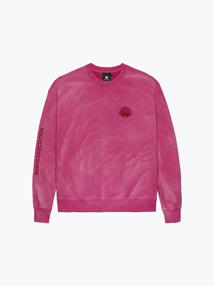 New Amsterdam Surf Association – New Amsterdam Surf Association - Damaged Logo Crewneck Magenta/Red - Truien - Heren – Rood – Truien