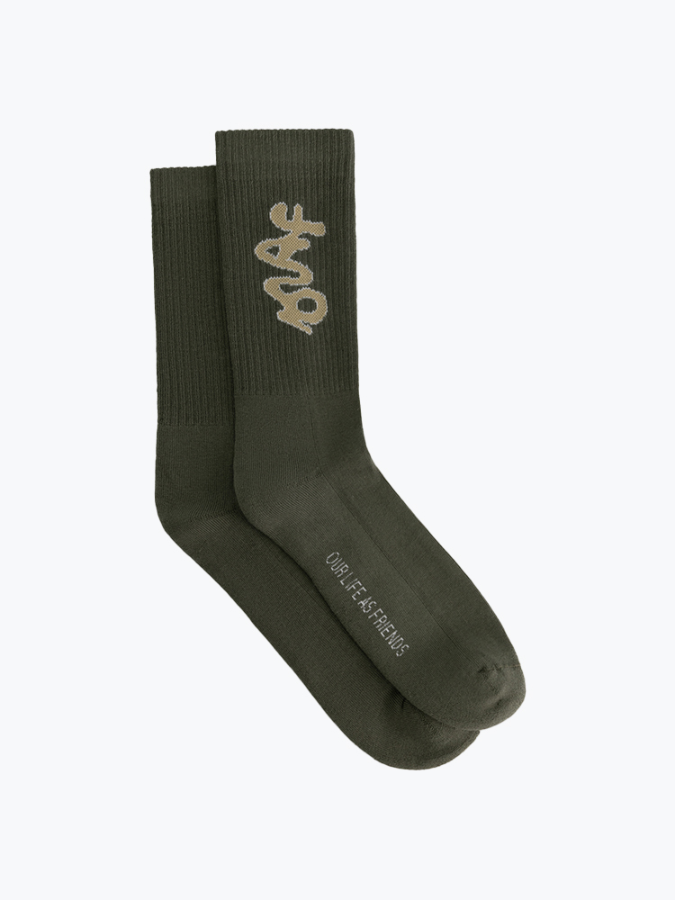 OLAF – Olaf - Signature Logo Socks Smokey Olive - Sokken - Heren – Groen – Sokken