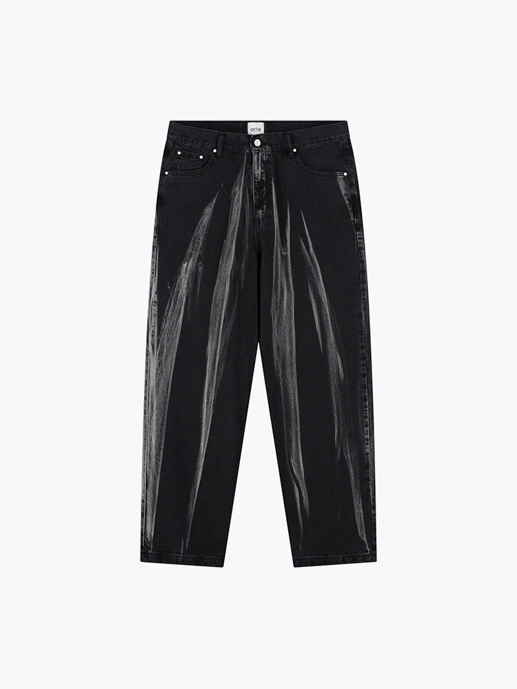 Arte Antwerp – Arte Antwerp - Washed Jeans Pants Black Denim - Broeken - Heren – Zwart – Broeken