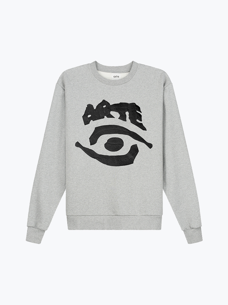Arte Antwerp – Arte Antwerp - Eye Front Crewneck Grey - Truien - Heren – Grijs – Truien