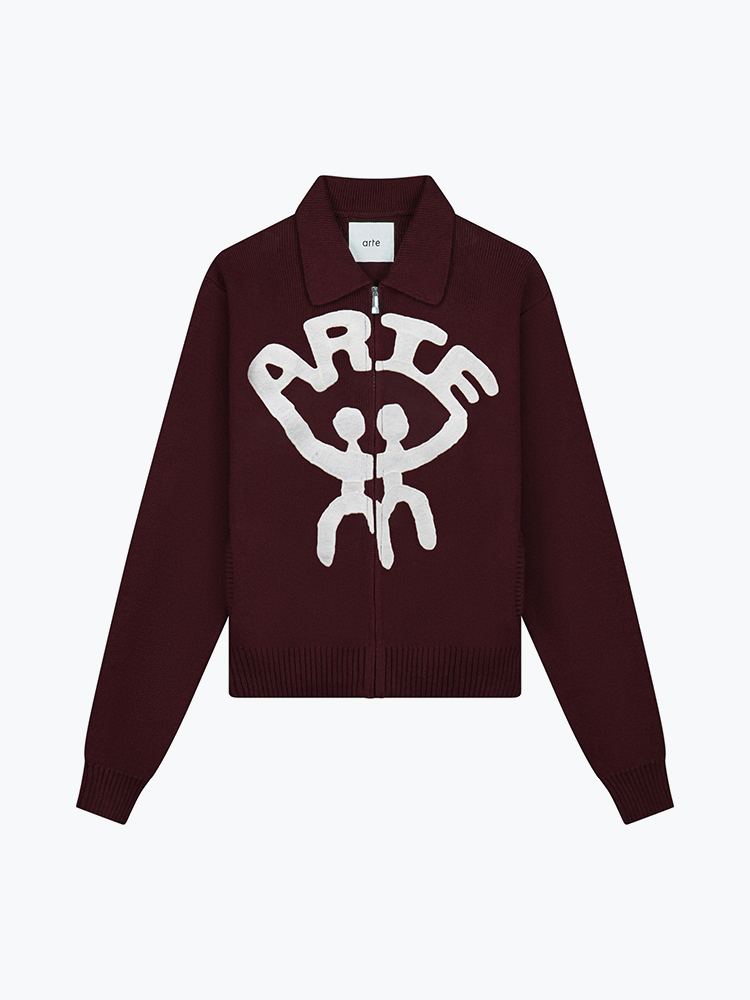 Arte Antwerp – Arte Antwerp - All Together Cardigan Bordeaux - Vesten - Heren – Rood – Vesten