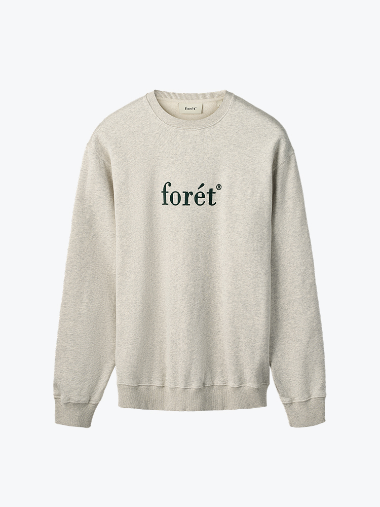 Foret – Foret - Boat Sweatshirt Snow Melange/Dark Green - Truien - Heren – Beige – Truien
