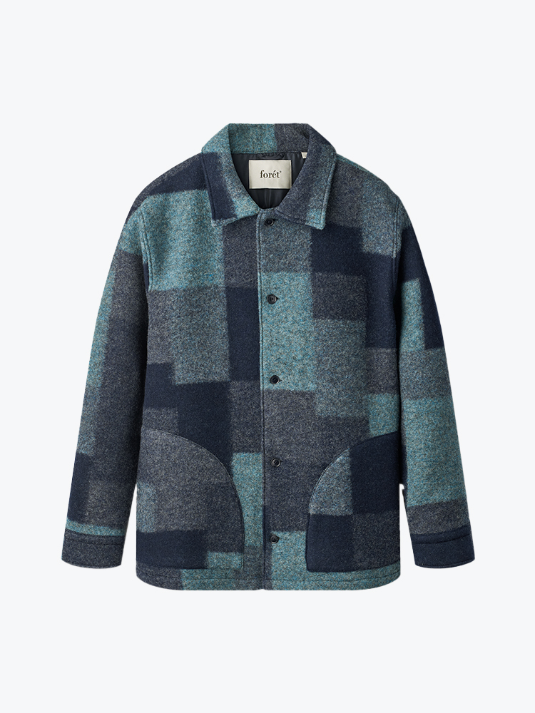Foret – Foret - Cave Wool Jacket Blue Mix - Jassen - Heren – Blauw – Jassen