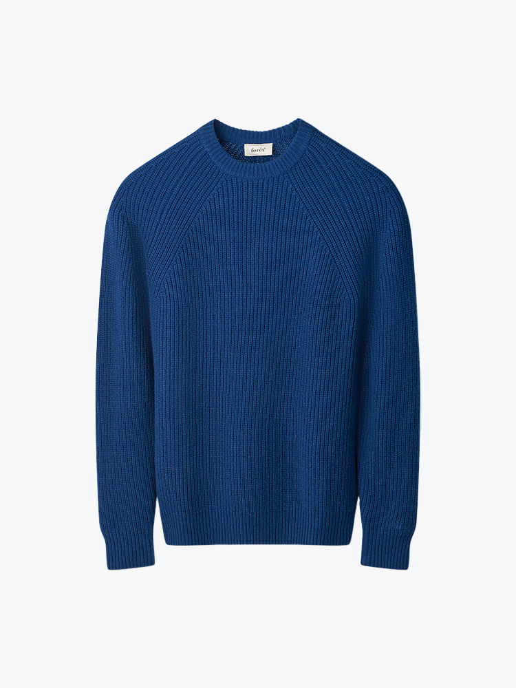 Foret – Foret - Delta Wool Knit Blue - Truien - Heren – Blauw – Truien