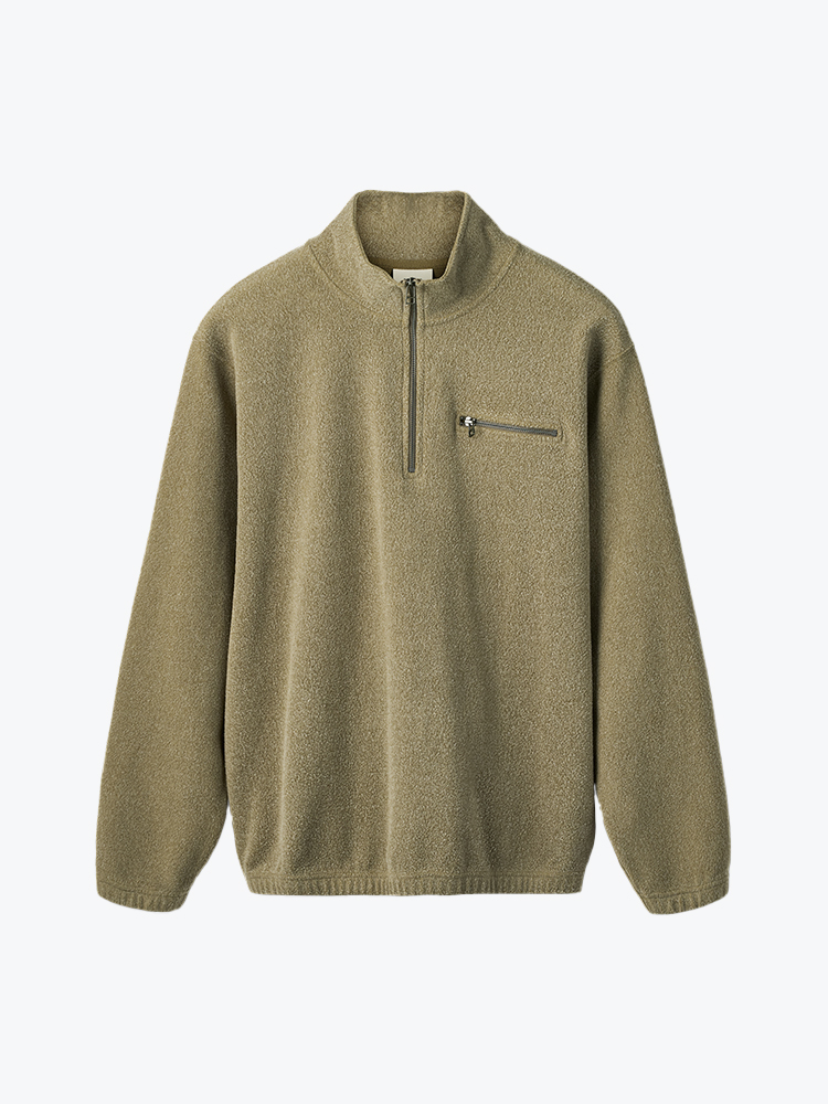 Foret – Foret - Elm Half Zip Sweatshirt Army - Truien - Heren – Groen – Truien