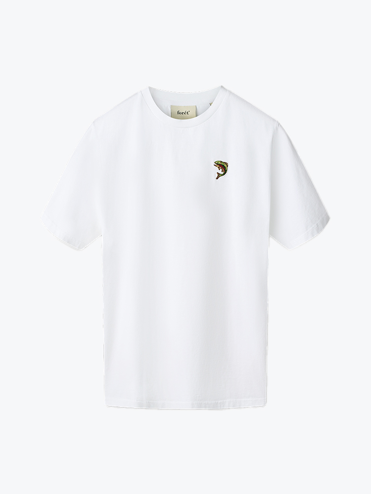 Foret – Foret - Fish T-Shirt White - T-Shirts - Heren – Wit – T-Shirts