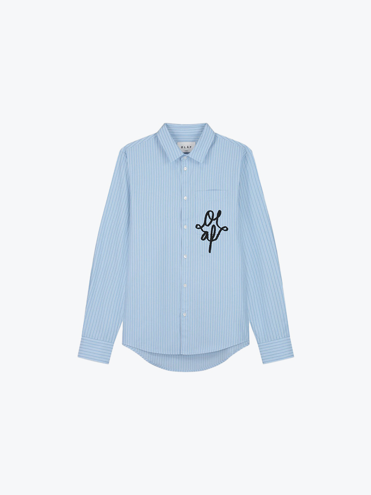 OLAF – Olaf - Striped Relaxed Shirt Blue Stp - Overhemden - Heren – Blauw – Overhemden