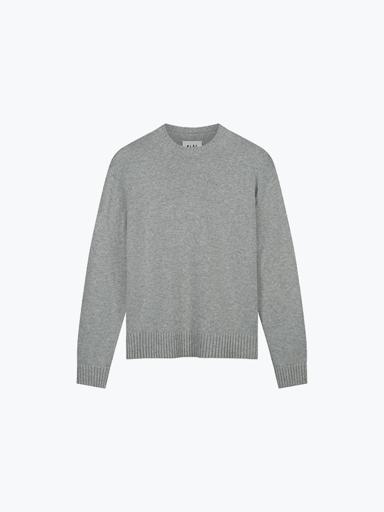 OLAF – Olaf - Essential Knitted Crewneck Heather Grey - Truien - Heren – Grijs – Truien