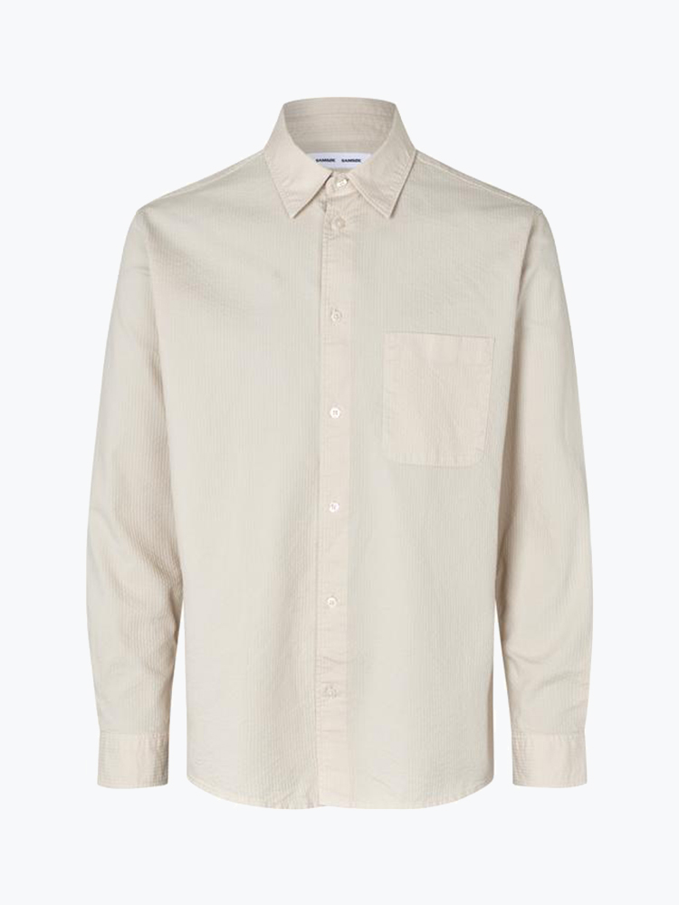 Samsoe Samsoe – Samsoe Samsoe - Sadamon J Shirt 15711 Silver Birch - Overhemden - Heren – Grijs – Overhemden