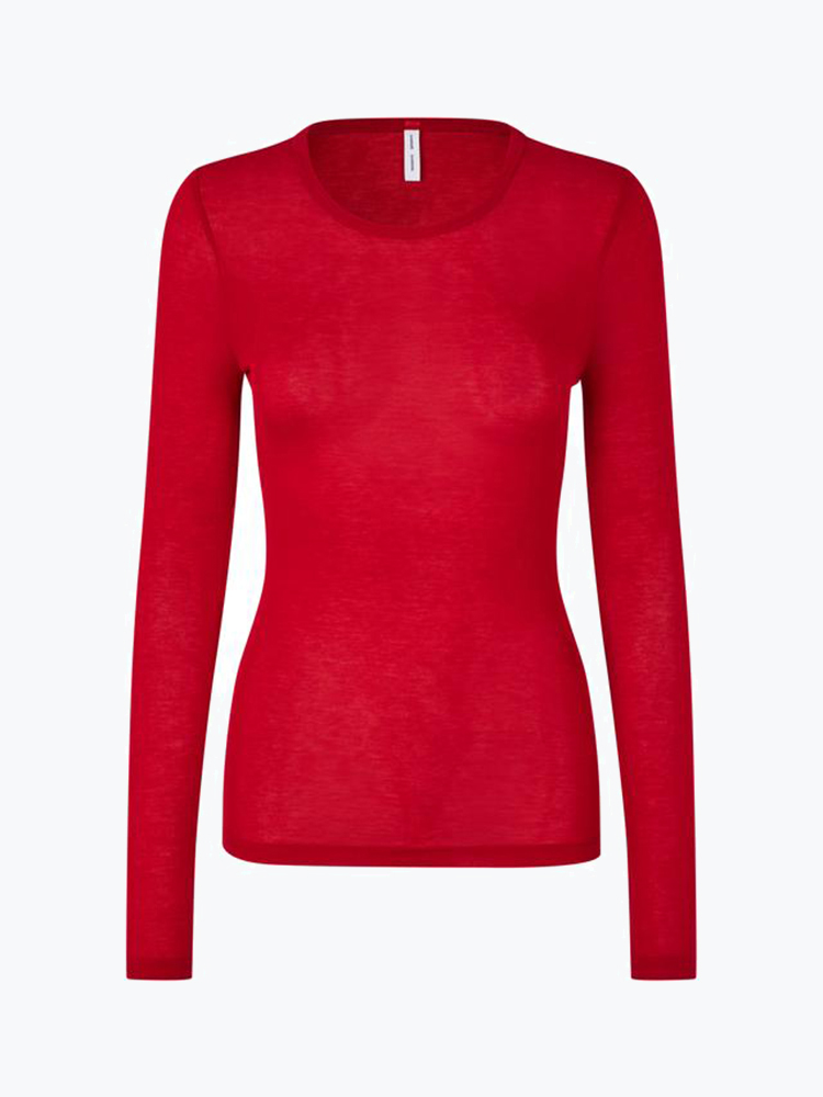 Samsoe Samsoe – Samsoe Samsoe - Sadou T-Shirt Ls 15499 Haute Red - Truien - Dames – Rood – Truien