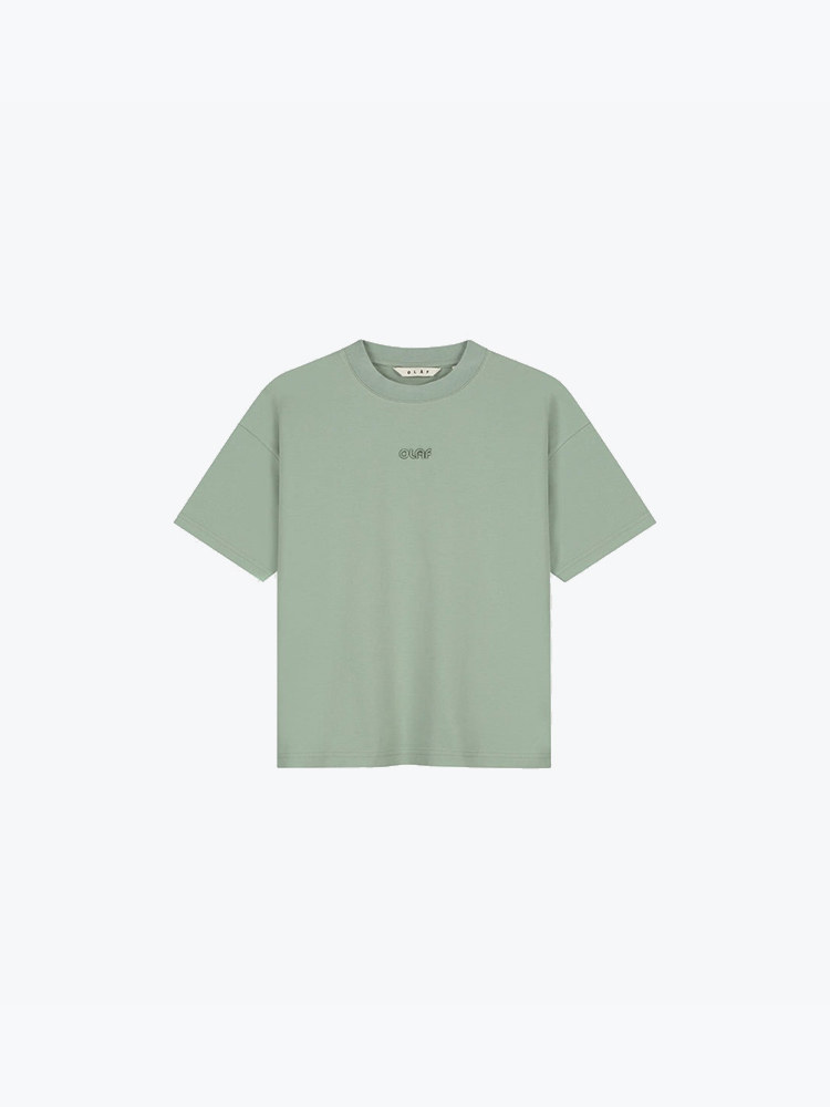 OLAF – Olaf - Retro Logo Boxy Tee Green Milieu - T-Shirts - Dames – Groen – T-Shirts