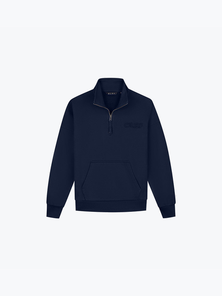 OLAF – Olaf - Retro Logo Half Zip Sweat Navy - Truien - Dames – Blauw – Truien