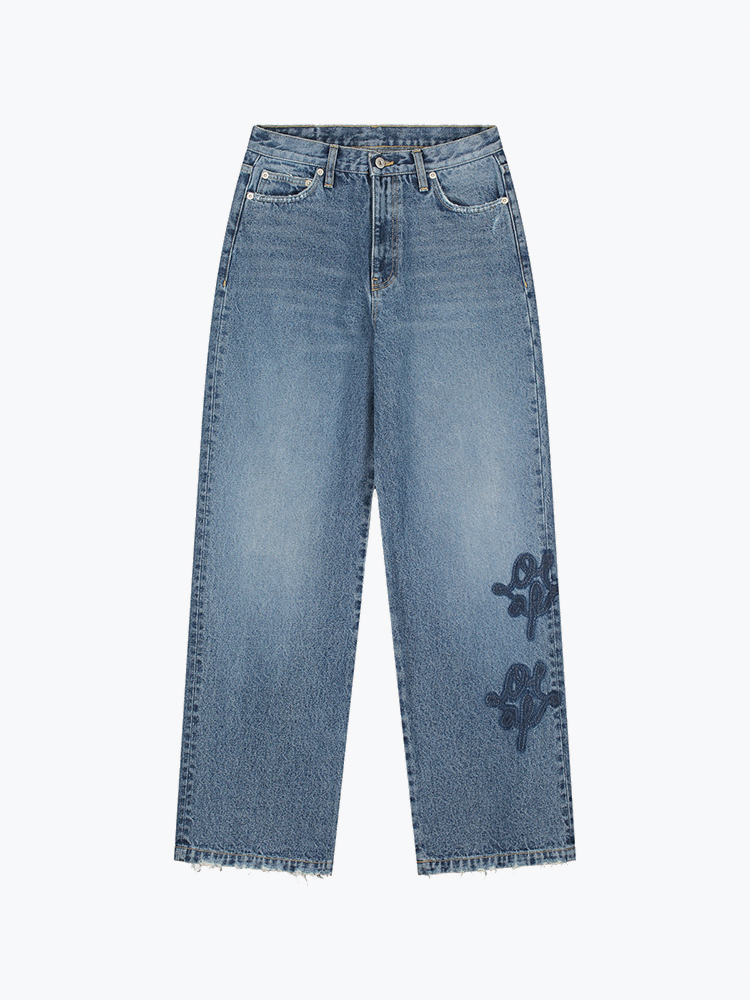 OLAF – Olaf - Monogram Denim Pant Blue - Broeken - Dames – Blauw – Broeken