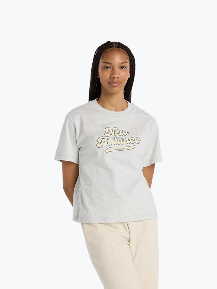 New Balance – New Balance - WT53902AHH Ashheath - T-Shirts - Dames – Grijs – T-shirts