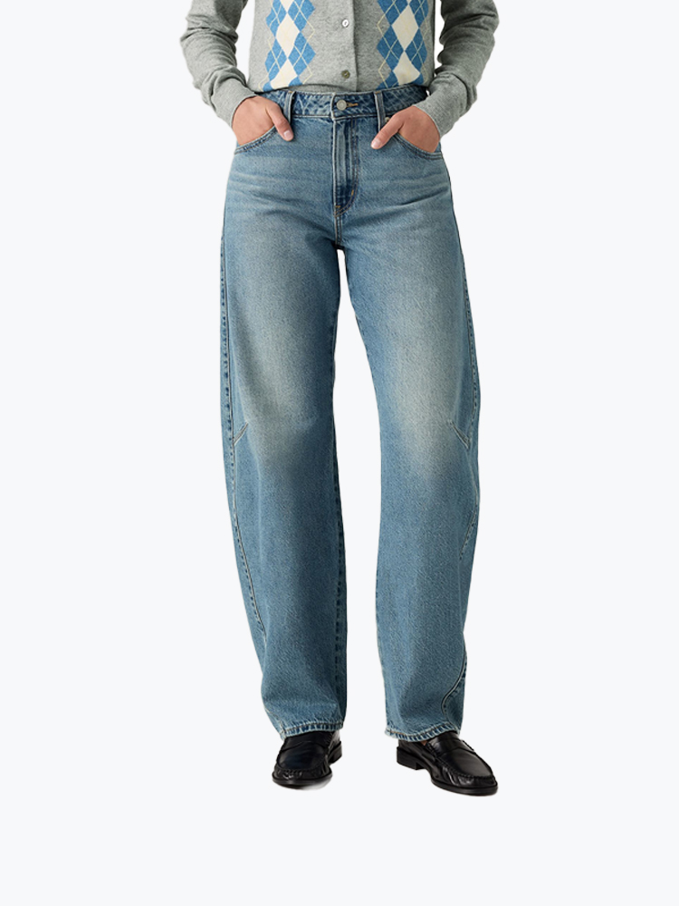 Levi's – Levi's - Baggy Dad Barrel Easy Days Barrel Med Indigo - Jeans - Dames – Blauw – Jeans