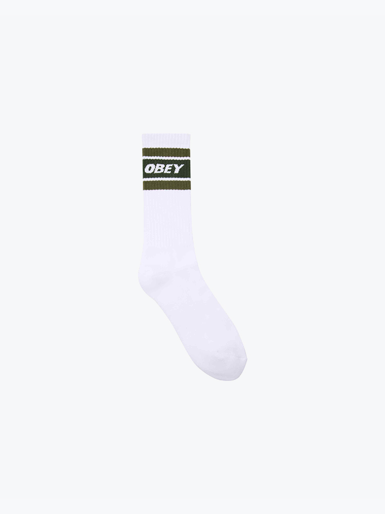 Obey – Obey - Cooper II Socks White / kombu green - Sokken - Unisex – Wit – Sokken