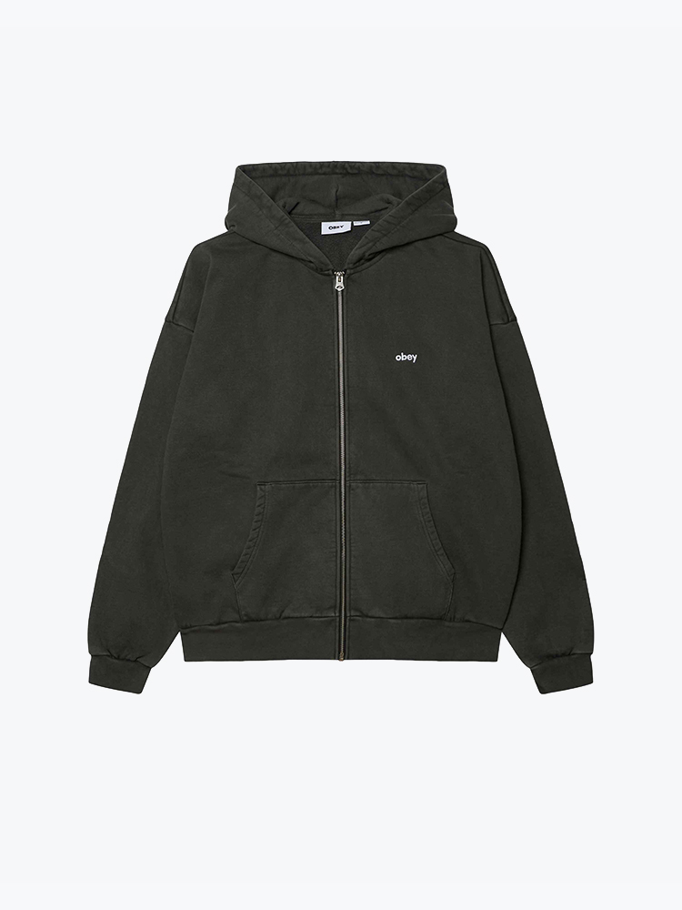 Obey – Obey - Lowercase pigment zip hood Pigment pirate black - Truien - Heren – Zwart – Truien