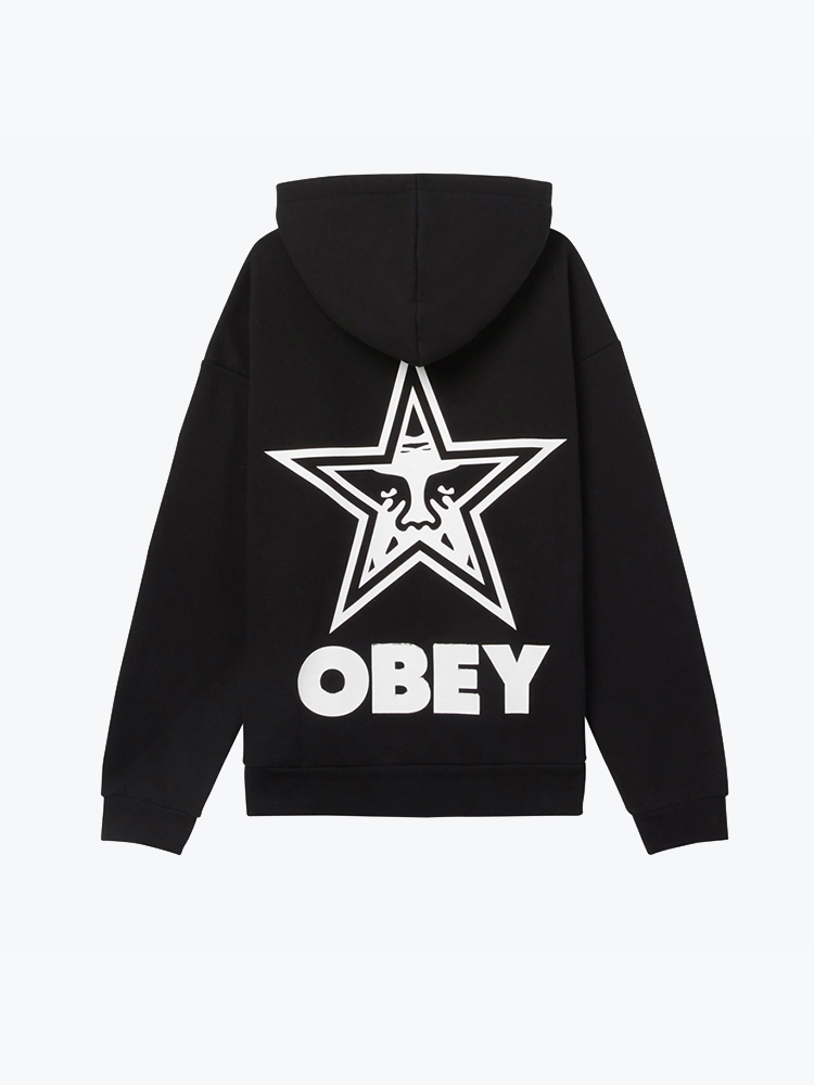 Obey – Obey - Bold star extra heavy hood Black - Truien - Heren – Zwart – Truien