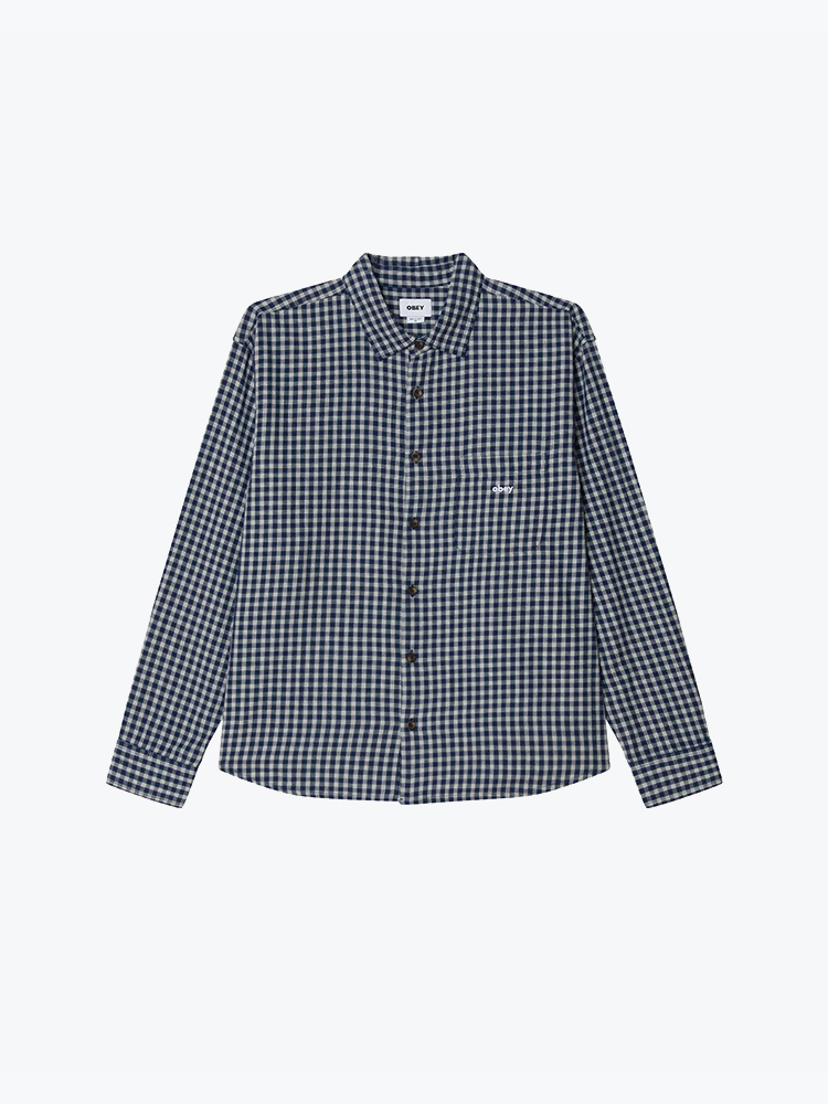 Obey – Obey - Bigwig andy woven Academy navy multi - Overhemden - Heren – Blauw – Overhemden