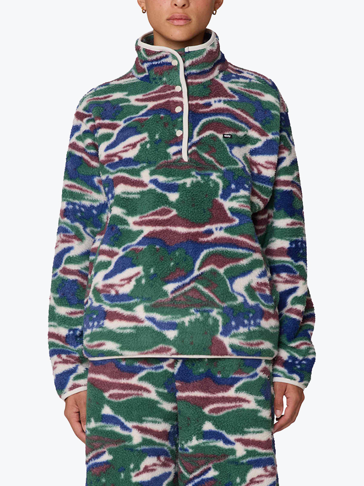 Obey – Obey - Pastures mock neck pullover Green multi - Truien - Dames – Groen – Truien