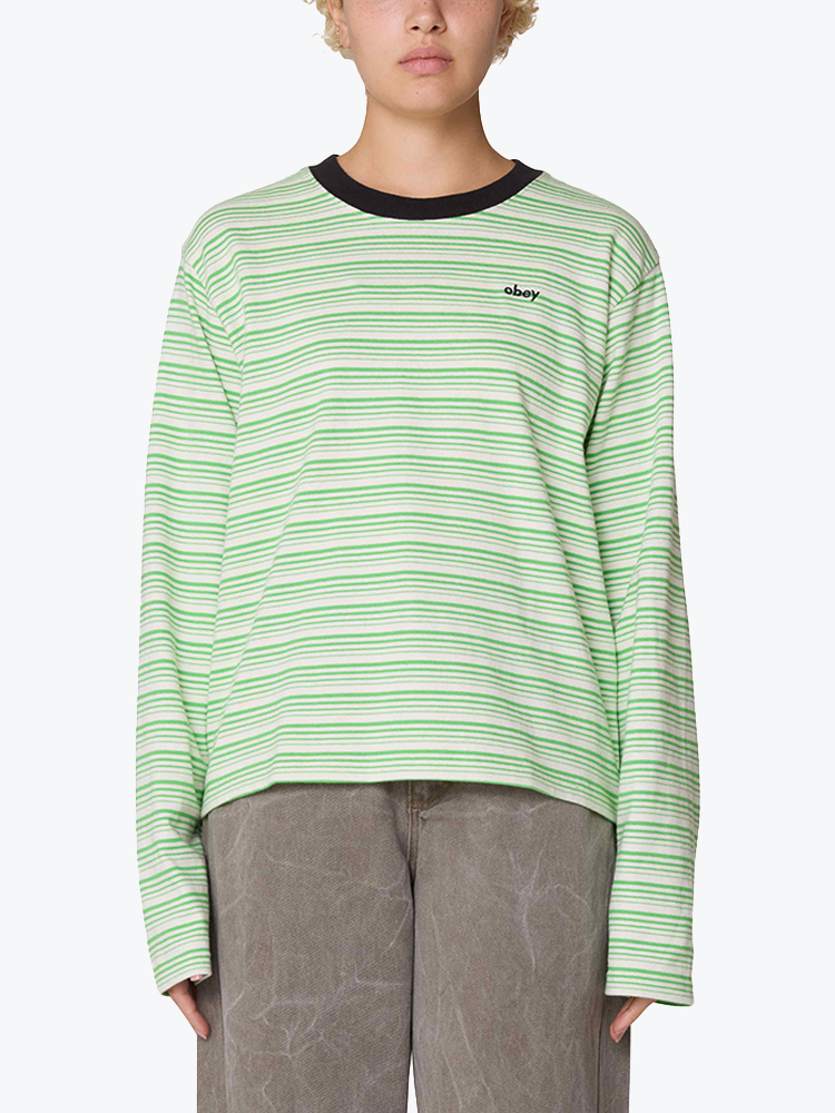 Obey – Obey - Dorothy stripe ls Natural multi - T-Shirts - Dames – Multi – T-Shirts