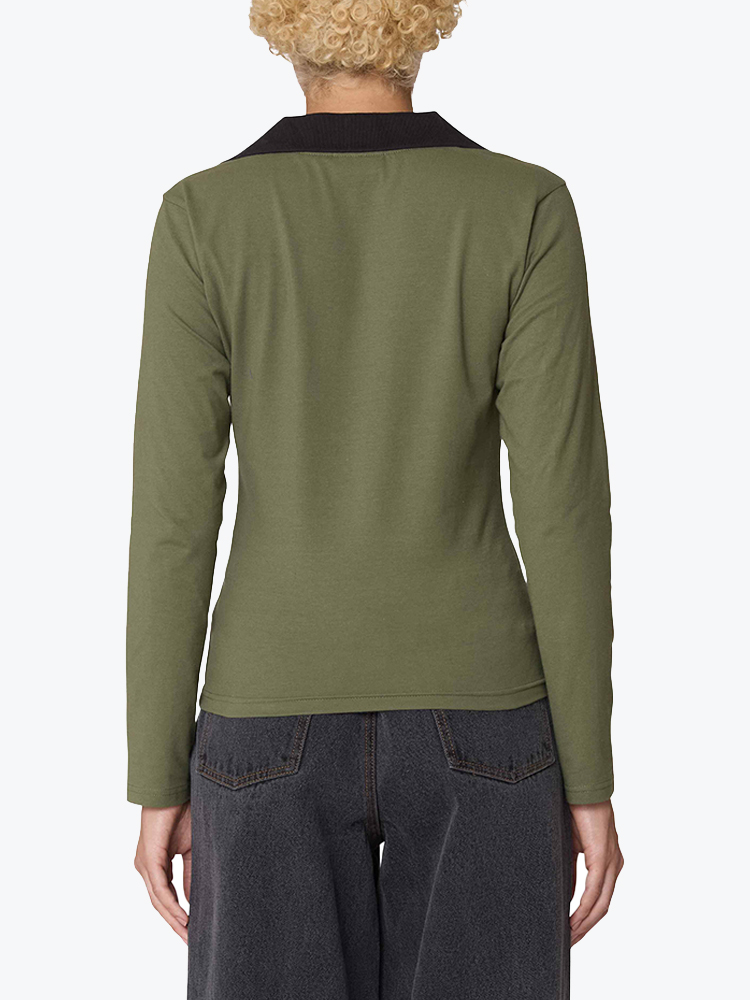 Obey – Obey - Medea collared ls Olive - T-Shirts - Dames – Groen – T-Shirts